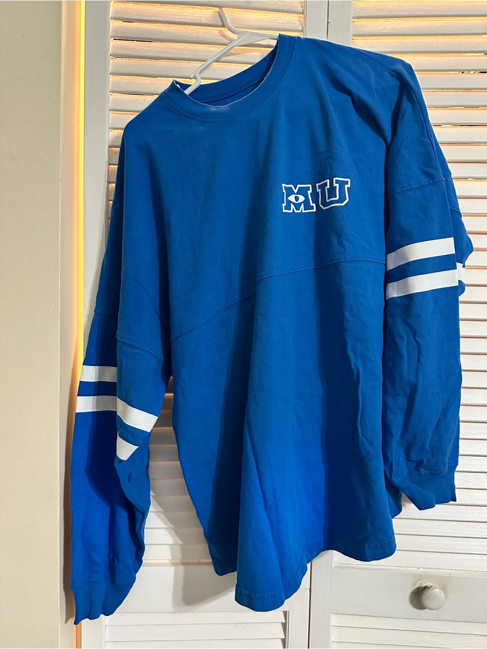 Disney Blue Monster University Long Sleeve Jersey with White Stripes